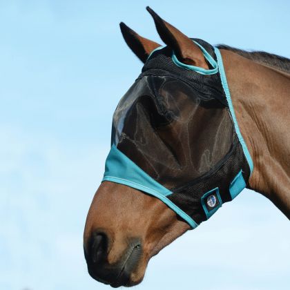 FULL BEIGE CREAM FLY MASK VEIL FOR HORSES / HORSE EXTRA LARGE SIZE XL 