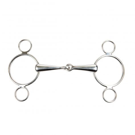 Korsteel Stainless Steel Solid Jointed Mouth 2 Ring Continental Gag Bit