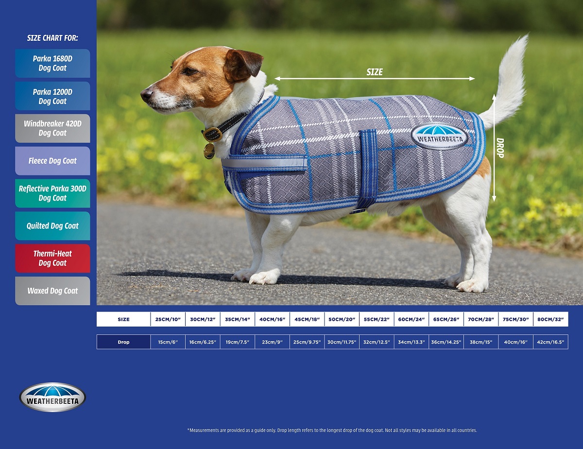 Weatherbeeta Dog Coat Size Chart